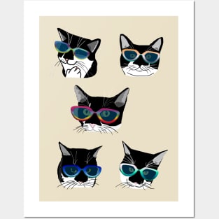 Cute Tuxedo cat in glasses  Copyright TeAnne Posters and Art